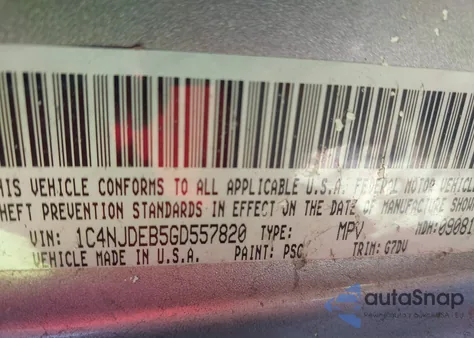 2016 Jeep Compass Latitude из США, поврежденный, VIN 1C4NJDEB5GD557820